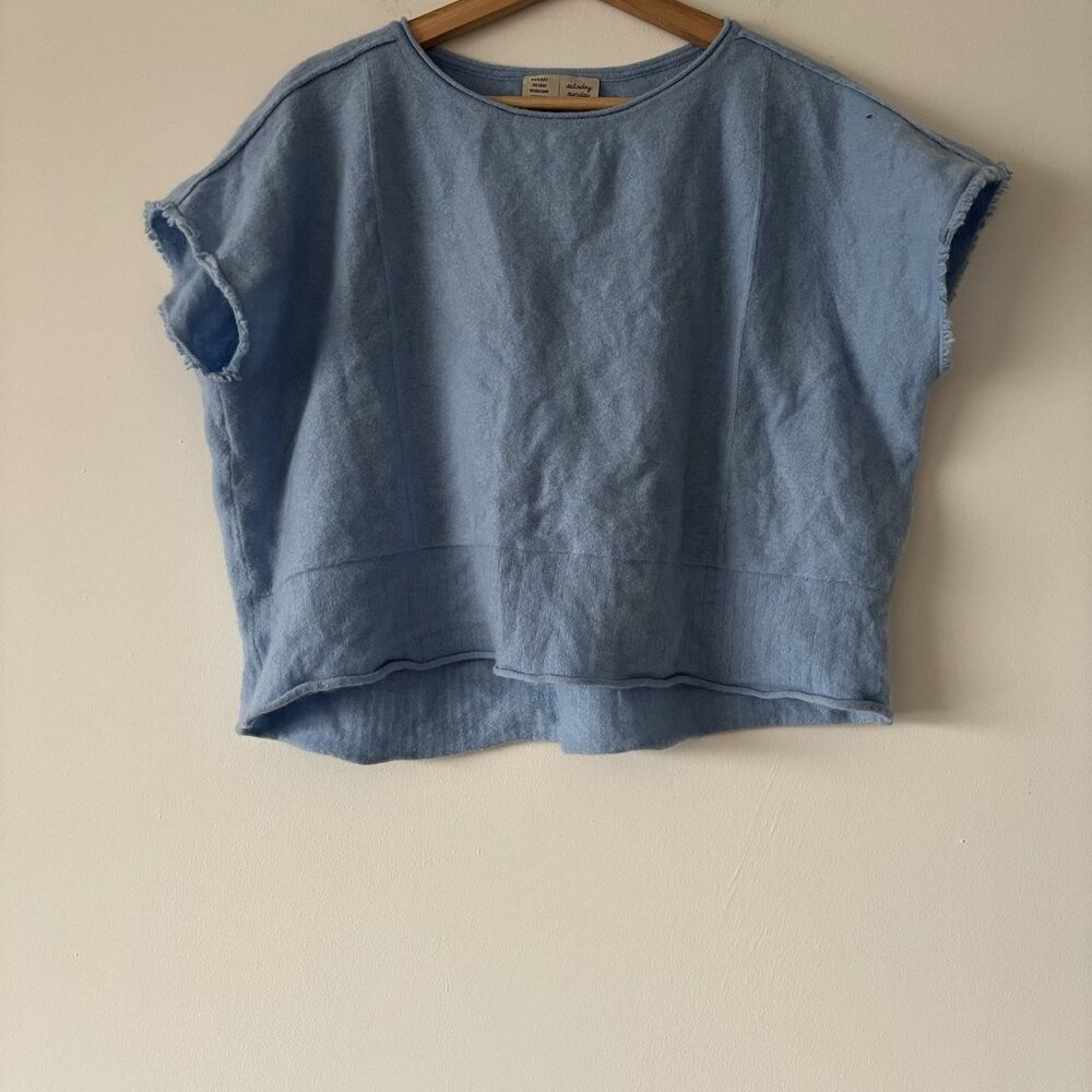 Saturday Sunday‎ Anthropologie Cashmere Sweater Top Womens S Blue HOLE! As Is